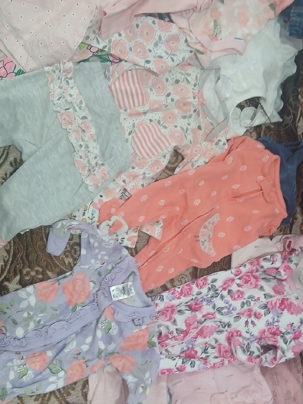 Girls Peach & Lavender Floral Matching Set - 2-Piece Outfit
